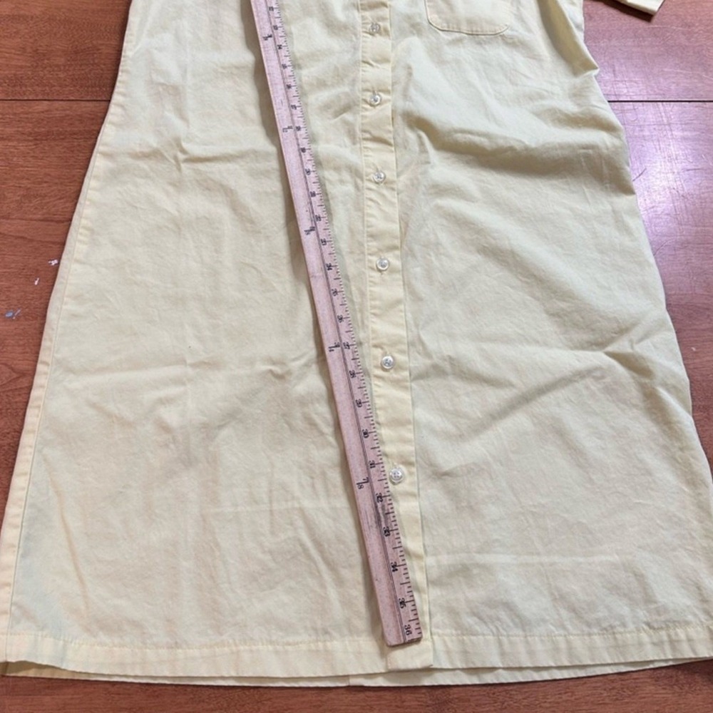 Lands End Button Up Shirt Dress Womens 10 Yellow Short Sleeve Pocket Vintage 90s - Picture 7 of 12